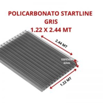 POLICARBONATO STARTLINE 6MM GRIS 1.22 X 2.44 MT GARANT 10