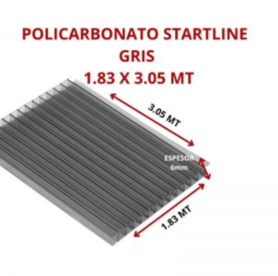 POLICARBONATO STARTLINE 6MM GRIS 1.83 X 3.05 MT GARANT 10
