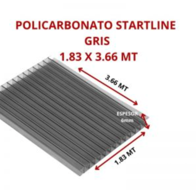 POLICARBONATO STARTLINE 6MM GRIS 1.83 X 3.66 MT GARANT 10