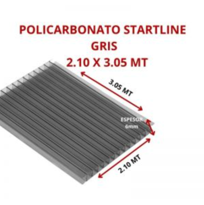POLICARBONATO STARTLINE 6MM GRIS 2.10 X 3.05 MT GARANT 10