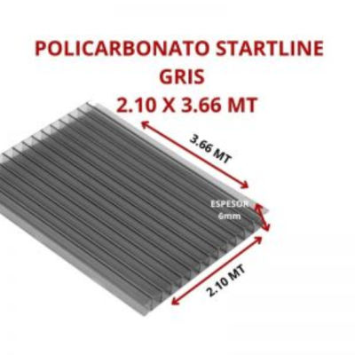 POLICARBONATO STARTLINE 6MM GRIS 2.10 X 3.66 MT GARANT 10