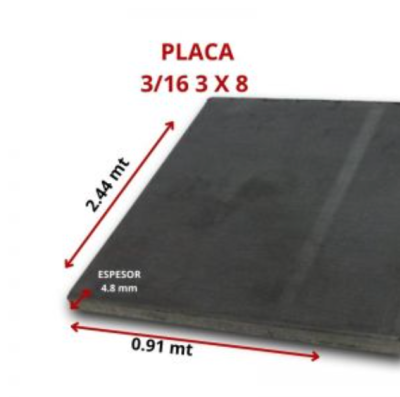 PLACA 3/16 3 X 8 4.8 MM 0.91 X 2.44 MT