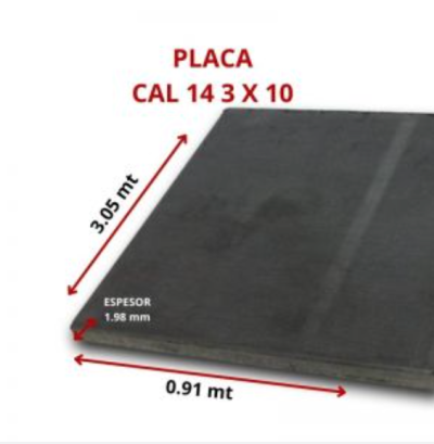 PLACA CAL 14 3 X 10 0.91 X 3.05 MT