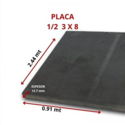 PLACA 1/2 3 X 8 (12.7MM 0.91 X 2.44 MT)