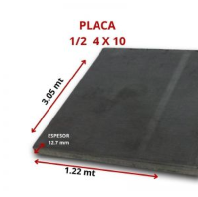 PLACA 1/2 4 X 10 (12.7 MM 1.22 X 3.05 MT)